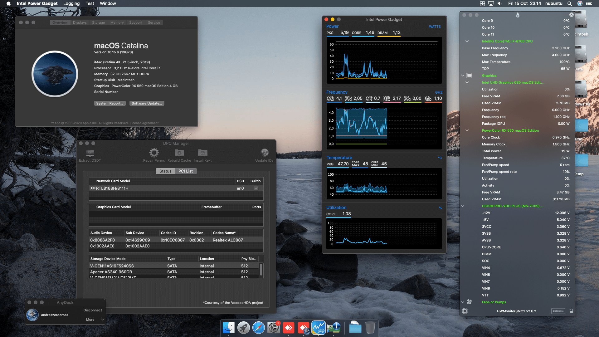 Success Hackintosh macOS Catalina 10.15.6 Build 19G73 in MSI H310M PRO-VDH PLUS + Intel Core i7 8700 + Power Color RX 550